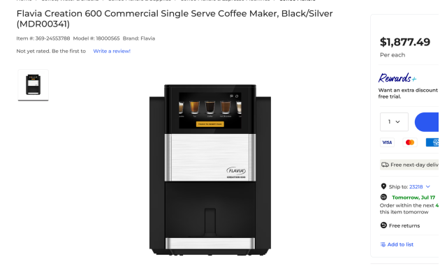 Modular Brewing Systems Flavia Creation C600 Single-Serve. Model No. LAV18000565