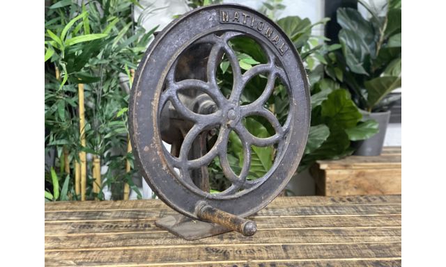 Vintage Equipment Black National #3 1890’s Black National Cast Iron Wheel Large Hand Coffee Grinder 