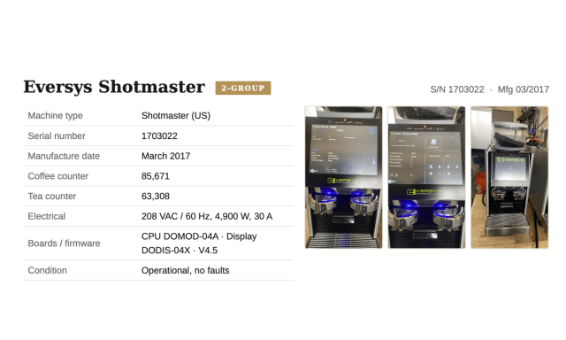 Super Automatic Machines Eversys Eversys Shotmaster (US), 2-group 