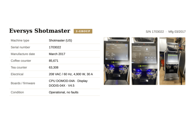 Super Automatic Machines Eversys Eversys Shotmaster (US), 2-group